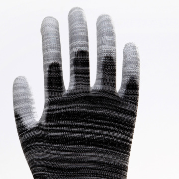 PU Smooth Finish Color Stripes Safety Gloves