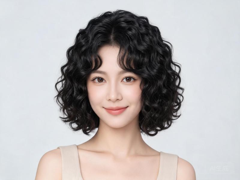 Natural Black Curly Bob Wig Lace Front Human Hair
