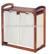 Wooden Laundry Hamper with Cotton Fabic Bag