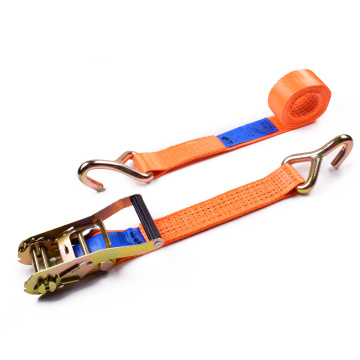 2 &quot;5T 50mm mittplastiskt handtag Ratchet Spänne Bind ned orange remmar med 2 tum enda J-krokar