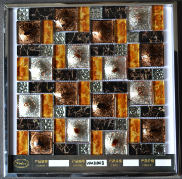 wall round mosaic tile steel mix glass mosaic tile