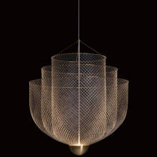 Reception Led Chrome Iron Mesh Chandelier Decoration