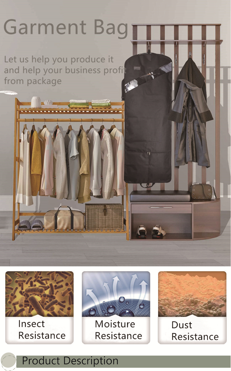 Custom Luxury Cloth Dustproof cover, Non Woven Garment Bag For Wedding Dress, Suit Dress Garment Dustproof Cover Bag