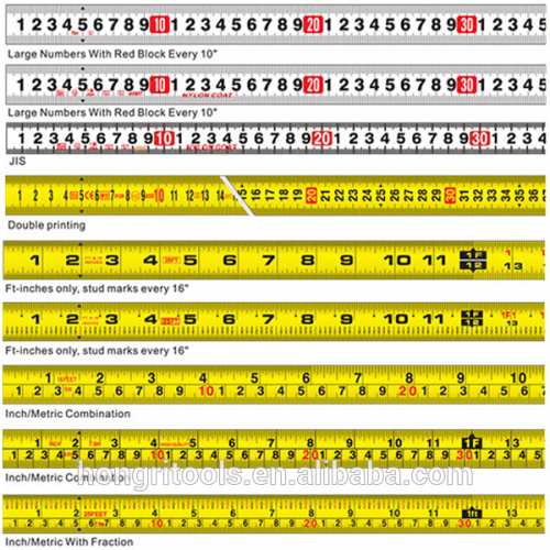 ตลับเมตร 3 ม. / 5 ม. / 7.5 ม. / 8 ม. / 10 ม. พร้อมเคลือบยางและโลโก้