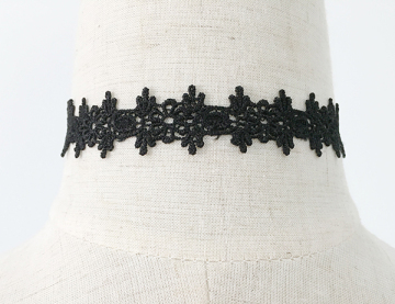 Black Flower Choker Water Soluble Lace Necklace With Pendant