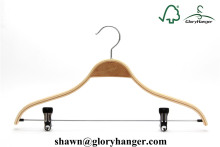 Laminated bamboo clothes hanger with rubber coated anti-slip clips
