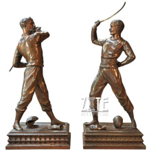 Custom cast metal bronze fencing statue sculpture