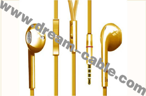 Luxury Gold Color Earphone with Remote&Microphone for iPhone 5s