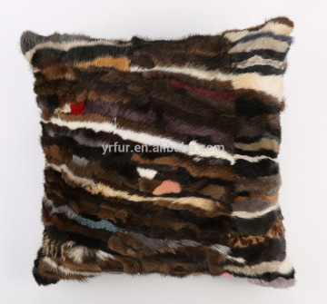 YR148 Square Scrap Real Mink Patchwork Fur Cushion Cover