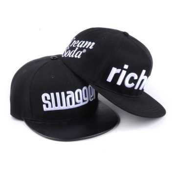 Flat brim hip hop embroidery black snapback cap
