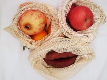 cotton mesh drawstring bag for shopping