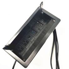 US Power Clamshell Brush Hidden Desk Outlet Socket