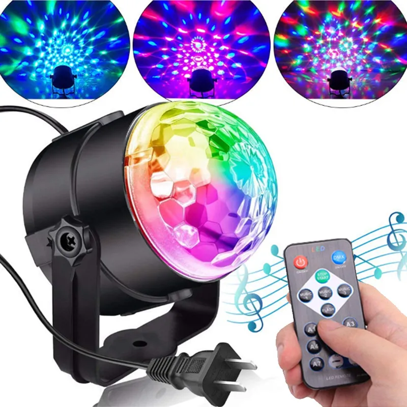 Remote Control Voice Controlled LED Crystal Magic Ball RGB Festive Disco Stage Christmas Projection Lights