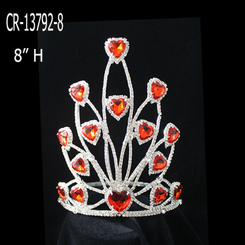 2015 New Rhinestones Fesyen Red Heart Crowns