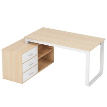 Mansfield Minimalist Modern Steel and Wood Corner Computer Desk