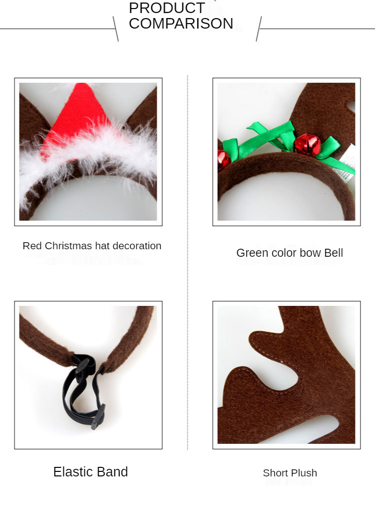 Latest Sweet Pet Christmas Accessories Antler Pet Headwear for Dogs Cats Wholesale