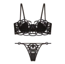 Stunning Women's Sexy Bra Set: Ultra-Thin Rabbit Ear Half Cup Bra and Matching Thong