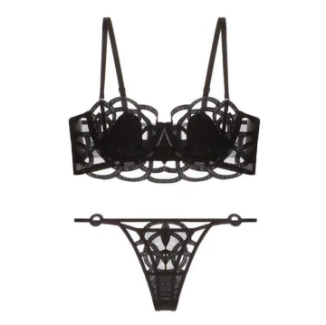 Stunning Women's Sexy Bra Set: Ultra-Thin Rabbit Ear Half Cup Bra and Matching Thong