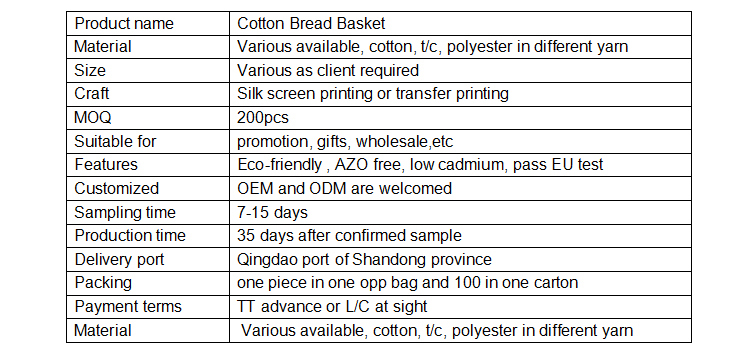 Cotton foldable bread basket