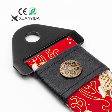 Japanese Bronzing Leather Tow Straps with Metal Printed Patterns