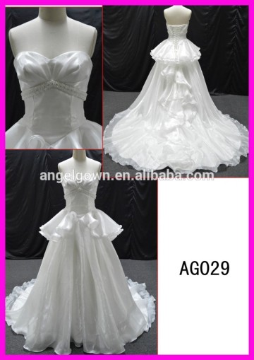 AG029 2015 spring style puffy satin wedding dress