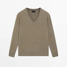 Women's 100% cashmere V-neck knitted sweater