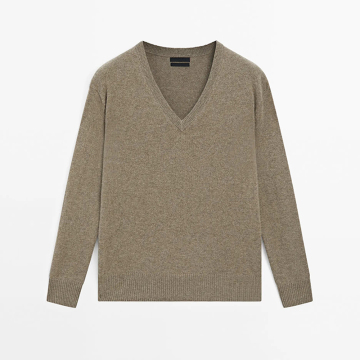 Women's 100% cashmere V-neck knitted sweater