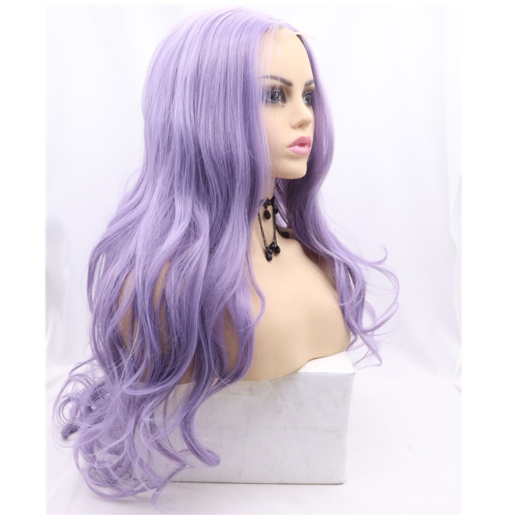 Wholesale Transparent Lace Frontal Cosplay Synthetic Hair Top Lace Front Purple Wig