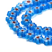 Pandahall: Handcrafted Deep Blue Millefiori Glass Flower Beads