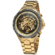 Montre Homme Automatic Skeleton Watch - Top Brand Luxury Sport Design Bezel Golden Men's Watches