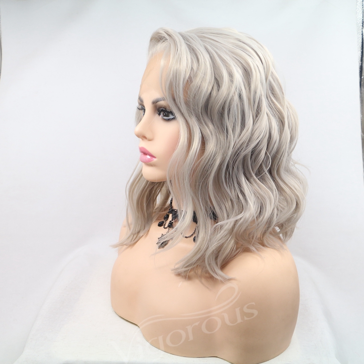 Vigorous mono short bob premium high quality afro kinky curly wholesale black women synthetic hair wigs lace front