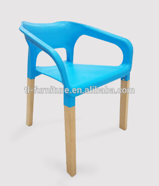 Hot Sale Plastic Garden Chair with wooden Legs