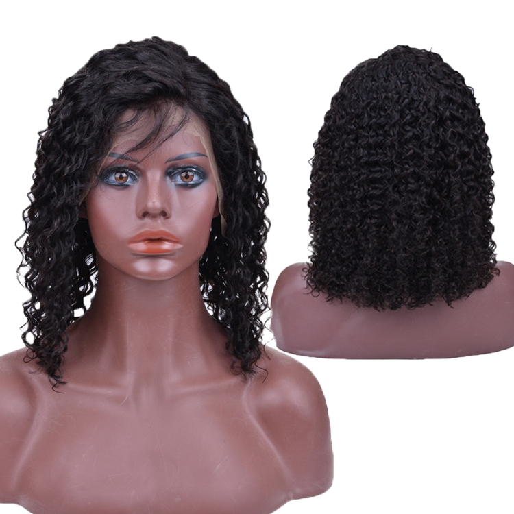 Wholesale Raw Indian Human Hair Virgin Deep Curly Wave Side Part Short Lace Front Closure Bob Wig For Black Women