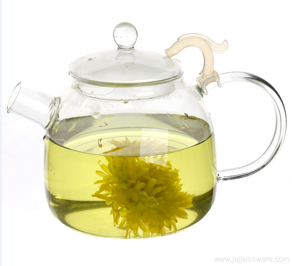 1L Borosilicate Flower Dragon Design Glass Teapot