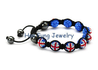 9*10mm England Flag Style Shamballa Bead Bracelet Handmade Shamballa Bracelets NP10062