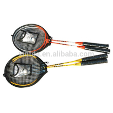 Badminton racket set two steel badminton rackets with shuttlecock