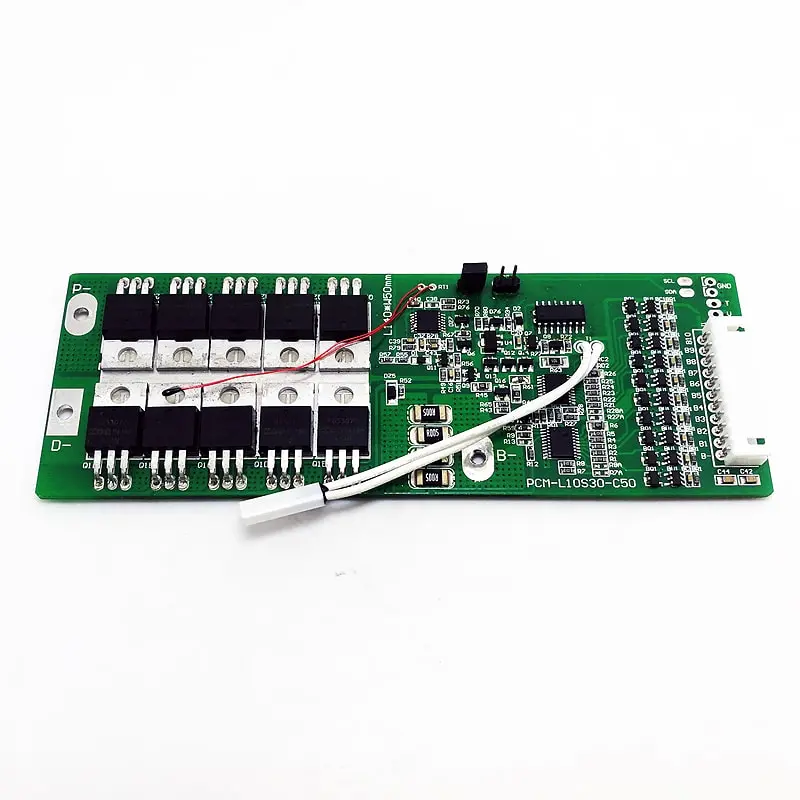 10s 30A PCM BMS for 36V 37V Li-ion/Lithium/ Li-Polymer 30V 32V LiFePO4 Battery Pack with Hdq, I2c Communication Protocol (PCM-L10S30-C50)