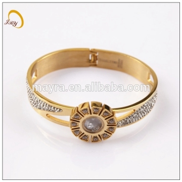 gold hollowed out pattern jewelry set bangle stainless steel bangle diamond set bangle