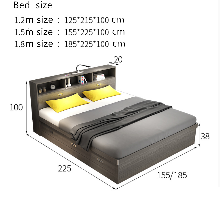 Letto in legno economico con deposito e cassetti