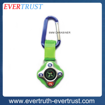 promotional custom keychain compass with carabiner