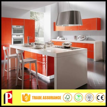 High gloss colored glass kitchen cabinet doors with kitchen island kitchen units