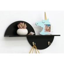 23868Wooden floatitng shelf with hooks