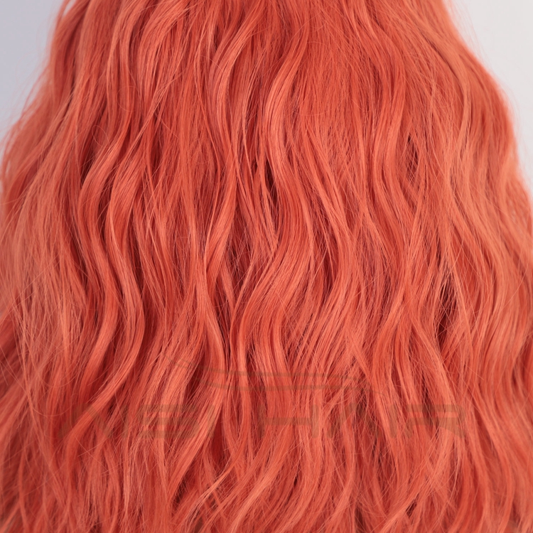 Aisi Hair Heat Resistant Synthetic Wigs For Black Women Side Part Body Wave Wig Short Wavy Orange Red Fiber Machine Made Wigs