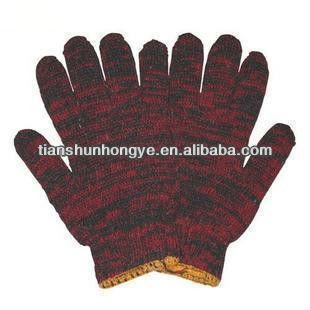 Seamless Knitted Red Cotton Gloves