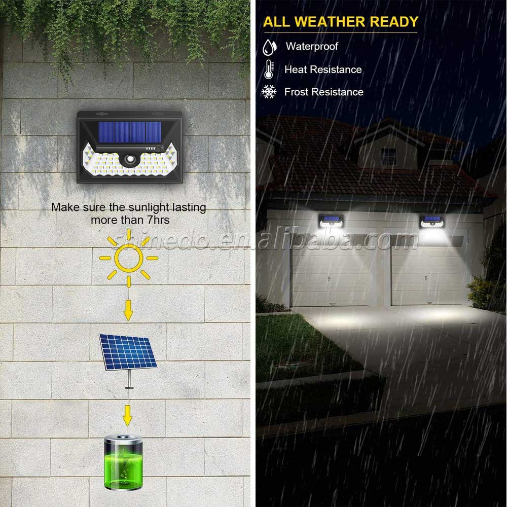 Super Bright 60pcs LED Waterproof Garden Solar Motion Sensor Wall Security Lights for Garage Yard Garden