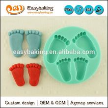 Cute baby footprints fondant cake decorating silicone mold
