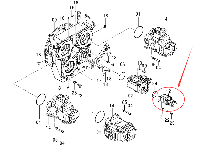 Hitachi Excavator Pièces 4482892 Pompe hydraulique Ex1200-5