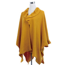 Acrylic Knitted Winter Fashion Shawl with Ruffle Trim