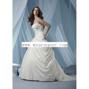 Strapless Train satin wedding dress Chapel gown