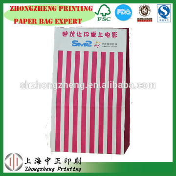 100% paper recycling popcorn paper bag,white paper popcorn bag,logo print popcorn bag